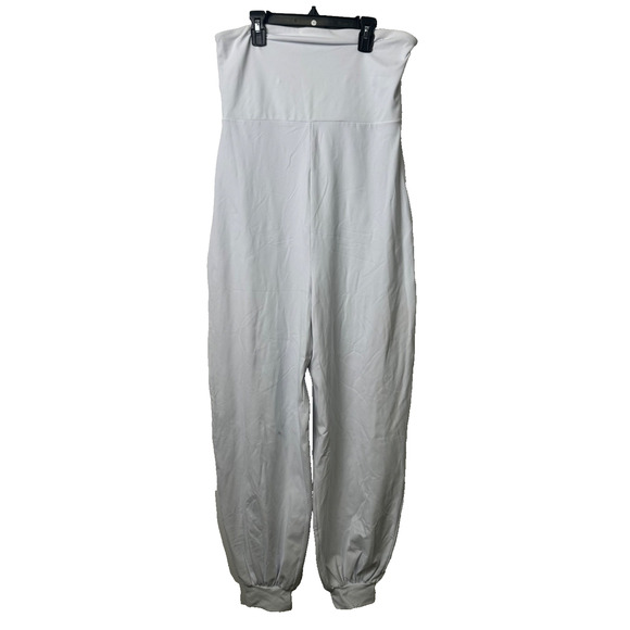 Susana Monaco Strapless Cuffed Ankle Jumpsuit in Sugar (White) Size L Nylon D48 - Picture 3 of 9